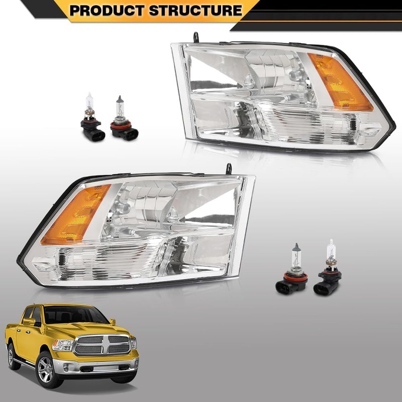 CNNELL Front Headlights Assembly Left & Right Pair w/Bulbs Compatible