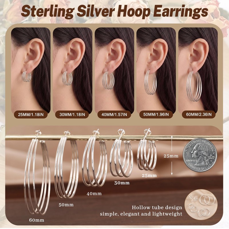 Senteria 925 Sterling Silver Hoop Earrings for Women Hypoallergenic Chunky