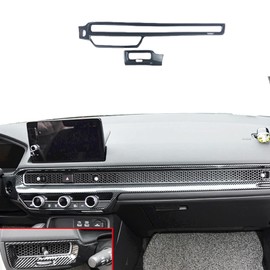 BOLTRY AC Air Vent Outlet Cover Trims Suitable for 11th Gen Honda Civic 2022 2023 2024 2025 Inner Dashboard Center Console Decoration Sticker Black Carbon Fiber Pattern