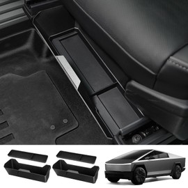 JOYTUTUS Front Under Seat Storage Box Compatible with Cybertruck 2024, Under Seat Organizer with Silicone Pad, Set of 2 Driver & Passenger Side