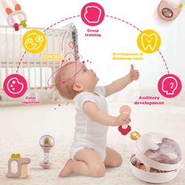 Baby Rassel Beißring Set, 10PCS BPA_frei Silikon Baby Spielzeug, Rasseln Beißring Spielzeug Baby Rassel 0–9 Monate, Silikon Rasselspielzeug für Babys mit Aufbewahrungsbox.