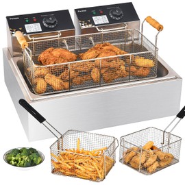 Electric Deep Fryer 22.6L/24QT Stainless Steel Large Capacity Commercial Fryer with Basket, 3400W 110V Countertop Deep Fryer for Home Kitchen and Restaurant Use withTemperature Control