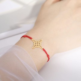 Creative Witches Celtic Knot Bracelet Stainless Steel Hollow Out Witchcraft Handmade Braided Wax Cords Couple Friendship Bracelet-RG