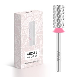 AIRSEE Tungsten Carbide Acrylic Nail Drill Bit Efile Electric File Machine Head Tip for Manicure Polishing Art Remove Gel 3/32" 2 Way Professional Tech Flat Top Cylinder Barrel 3X Coarse-3XC