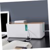 Angoily Bamboo Lid Power Charging Data Cable Storage Box Cable