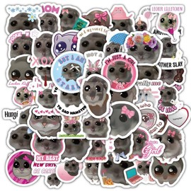 LQIOACU Pack of 60 meme stickers, Sad hamster funny stickers, meme stickers teacher, waterproof cute cartoon animal stickers for laptop, luggage, car, phone, scrapbook, B, multicoloured