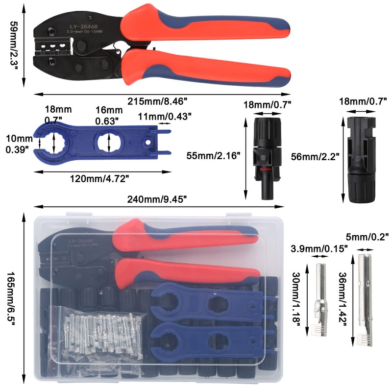 YXGOOD Solar Crimping Tool for Solar Panel Cable with 12