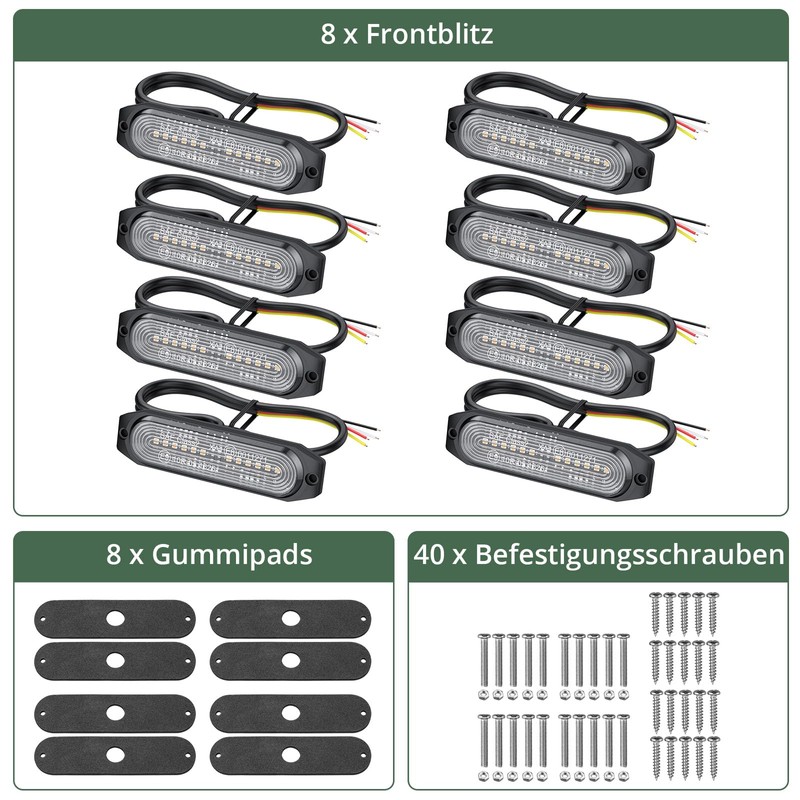 EYPINS 8 x 12 LED Front Flash, Flashing Light Strobe