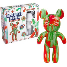 Marble Bear Pouring Kit Festive Christmas Edition – Marble Bear Paint Pouring Kit for Kids Aged 8+ Includes 23cm Bear, 3 x Paints, Tools and Instructions – Marble Bear Painting Craft Gift Set