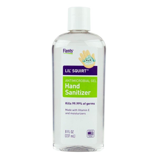 Flents Lil' Squirt Hand Sanitizer Gel Made with Vitamin E Plus Moisturizers, 8 Fl Oz, Made in the USA