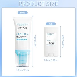 Centella Sunscreen SPF 50, mit Centella Sunscreen Stick, Feuchtigkeitsspengende Sonnencreme Centella, Nicht Fettend, Starker UV-Schutz, Centella Sonnenschutz für Alle Hauttypen