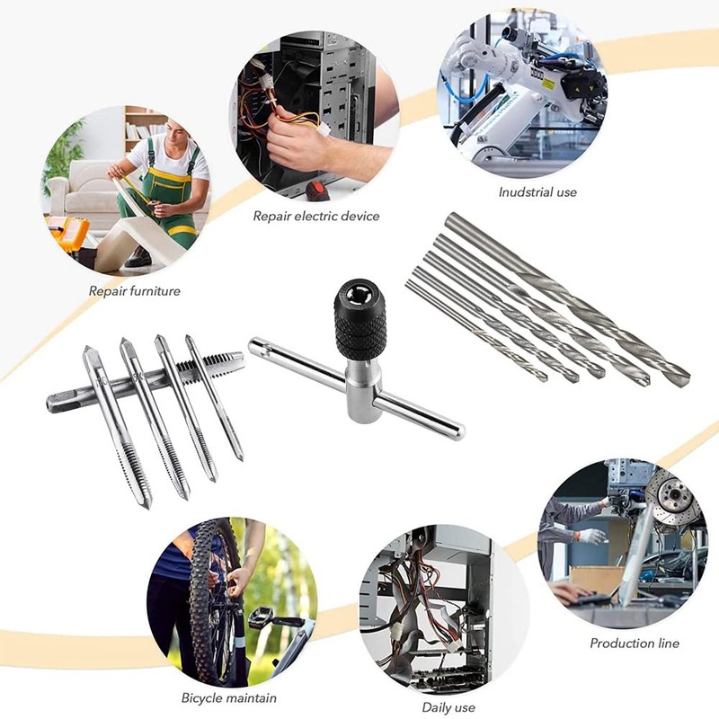 Saipor Tap Handle T-Shaped Ratchet Tap Holder M3-M8 with Screw