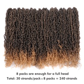 Toyotress Yanky Twist Crochet Hair - 12 Inch 8 Packs (30 Strands/Pcs) Fluffy Spring Mini Twist Short Bob Passion Twist, Ombre Blonde Pre-Looped Crochet Braids Braiding Hair (12 Inch, T27-8P)