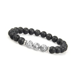 GD Good.designs EST. 2015 ® Energy Bracelet with Marbled Beads Chakra Bracelet made of Lava Stone Natural Pearls, Silver Plated