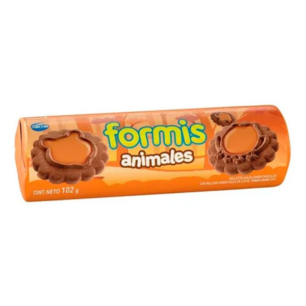 Arcor Formis Animales Galletitas Sweet Chocolate Cookies Filled with Dulce de Leche, 102 g / 3.6 oz (pack of 3)