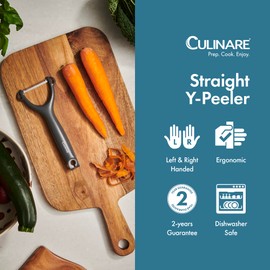 Culinare Safety Peeler, Grey, Plastic/Stainless Steel, Y Shaped for Maximum Control and Comfort, Manual Potato/Vegetable/Fruit Peeler
