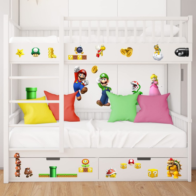 Mario Wall Sticker for Bedroom Children's Room Wall Sticker Multicoloured