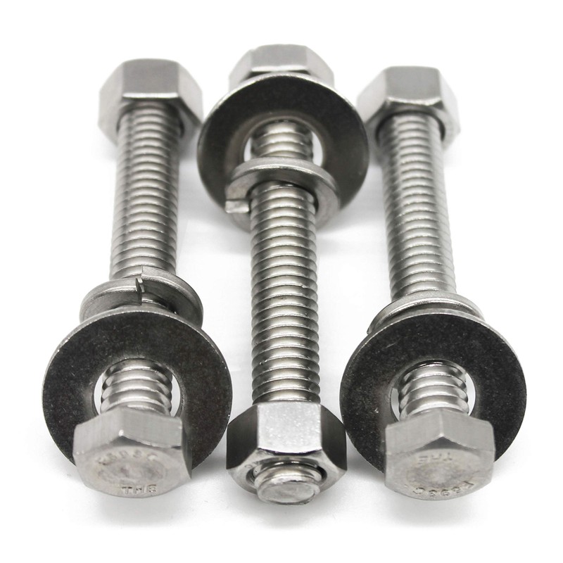 (10 Sets) 1/4-20x2-1/2" Stainless Steel Hex Head Screws Bolts, Nuts,