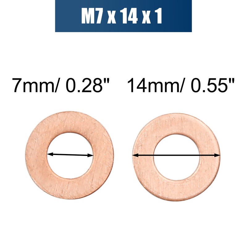 X AUTOHAUX 30pcs M7 x 14mm x 1mm Copper Flat
