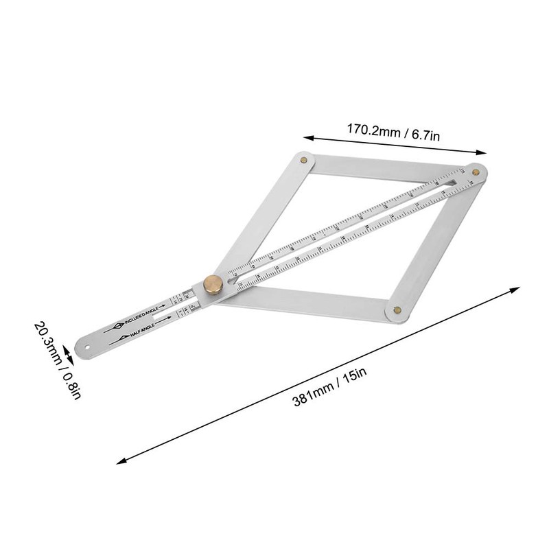 Corner Angle Finder, 4?Fold Multifunctional Angle Measuring Ruler, 0-170° Goniometer
