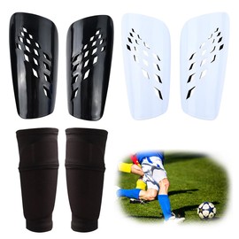 FIBOGOUP 2 Pairs of Football Shin Pads with Optimised Pocket - Non-Slip Socks - Children's Football Shin Pads L