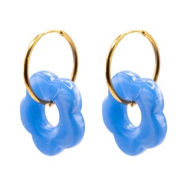 MAJALE Coloured Hoop Earrings with Congo Clasp - 18K Gold Plated Stainless Steel Earrings - Hypoallergenic - Women's Jewellery, Stainless Steel