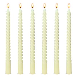 6 Pack 10 Inch Ivory Spiral Taper Candles for Home Decor and Religious Ceremonies, Unscented Dripless Twisted Candlesticks for Weddings Dinner Holiday Decoration Formal Events