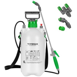 VIVOSUN 1.6 Gal/6L Pump Sprayer, Garden Water Sprayer for Plants, Weeds & Lawn Care, with 3 Nozzles, 50'' Long Hose & Pressure Relief Valve