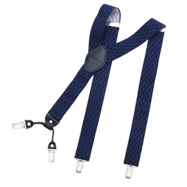 MASADA Men's Braces with Robust Clips Fully Adjustable 3.5 cm Wide and up to 195 cm Height, Dark Blue Diamond