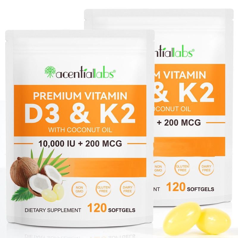 【live】Acentiallabs Vitamin D3 10000 Iu Plus K2 200 mcg, 300