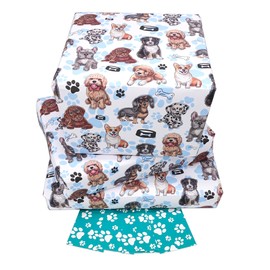 Puppies Wrapping Paper, Cute dogs wrapping paper, Puppy Wrapping Paper Multi Pack 5 Sheets 5 Tags, Puppy Gift Wrap, Dog Lover Wrapping Paper