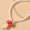 Inateannal Bohemian Pearl Beaded Anklet Personality Mushroom Pendant Ankle Chains