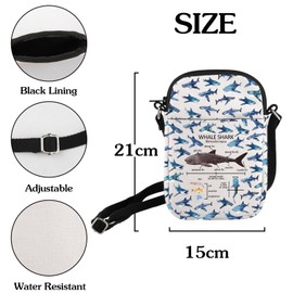 HOLLP Whale Shark Lover Gift Whale Shark Anatomy Crossbody Bag Ocean Animal Christmas Birthday Travel Small Sling Bag (WHALE SHARK)