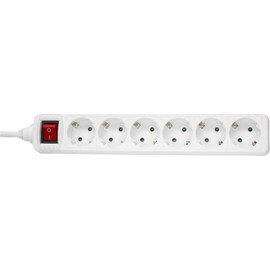 InLine® power strip, white, 6-fold, 6x Schuko, with power-switch, 5m supply cable, with children protection