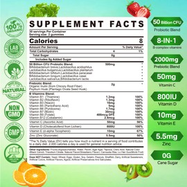 Vegan Probiotics Gummies for Women & Men - Fiber Prebiotics supplements(Made in USA) | 50 Billion CFUs Probiotics, Inulin, Psyllium Husk & Multivitamin for Gut, Digestion & Immune Health,2 PACK