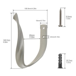 HOJLKLD - Paquete de 4 soportes para cortinas, de aleación de aluminio, para colgar en la pared, con tornillos y anclajes, ganchos de cortina ondulados resistentes en forma de U para decoración del