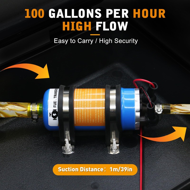 12V External Inline Fuel Transfer Pump Set, Electric Fuel Pump