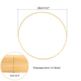 PATIKIL 10.2 Inch Wooden Bamboo Floral Hoop, 6Pack Craft Rings for DIY Wedding Wreath Decor, Dream Catcher and Hanging Crafts
