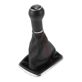 TUCKBOLD 6 Speed Manual Gear Shifter Knob with Cover for VW Bora No.1J0711113EG | Gearbox Stick Shifter Lever Knob Black Red Plastic Faux Leather 1 Pcs