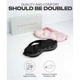 Silk Sleep Mask for Women and Men - Silk Eye Mask for Sleeping, Blindfold, Eye Covers, Pack of 2