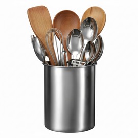 ZORGONS Stainless Steel Utensil Holder for Counter Top - 4.5'' Utensil Caddy, Kitchen Utensil Crock Spoon Holder and Countertop Utensil Organizer, Stainless Steel Caddy