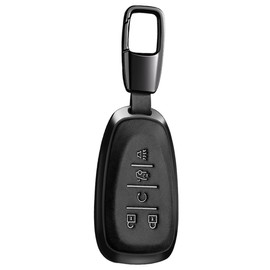 Key Fob Cover Leather Full Protection for Equinox Malibu Camaro Cruze Blazer Traverse Trax 5 Buttom Key Case (G-Black)