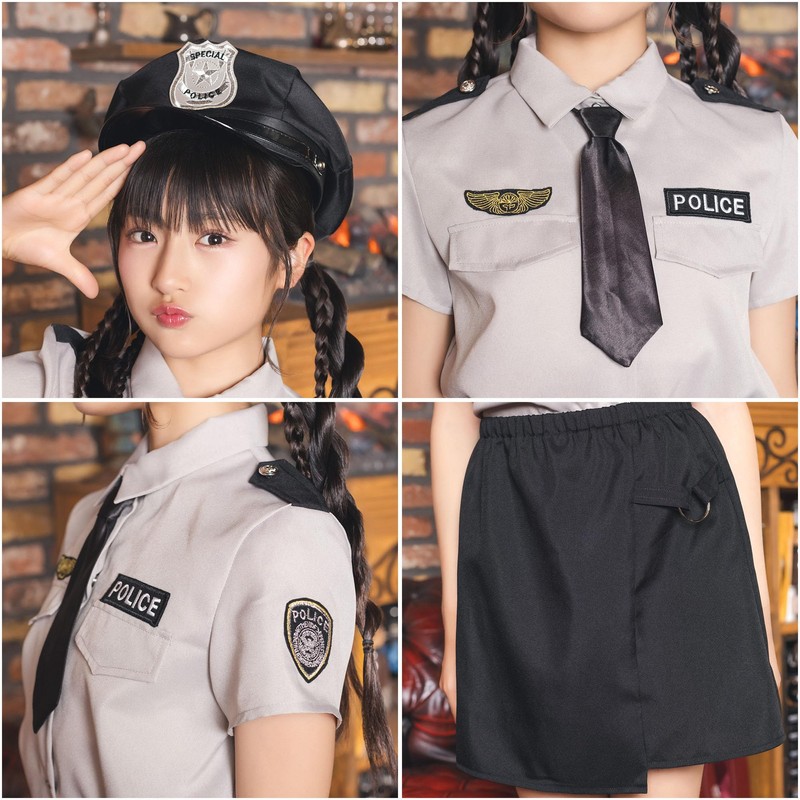 Clear Stone Coscheu! Greyish Police Kids Junior Girls 150cm Gray
