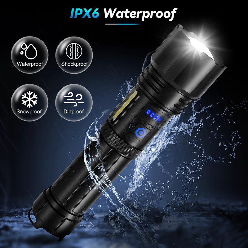 Rechargeable Flashlight, 2 Pack 900000 High Lumens Super Bright Flash
