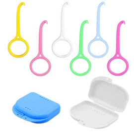 NITAIUN 2 x Braces Box and 6 x Aligner Removal Tool, Invisible Tooth Removal Extractor Oral Corrector Retainer Extractors Storage Case of Dentures (8 Pieces)