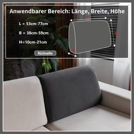OHSIO Stretch Sofa Seat Cushion Cover - Non-Slip Sofa Cover, Washable Sofa Cover, Universal Couch Cover, Durable and Easy to Clean (Dark Grey, 1 x Backrest Cover)