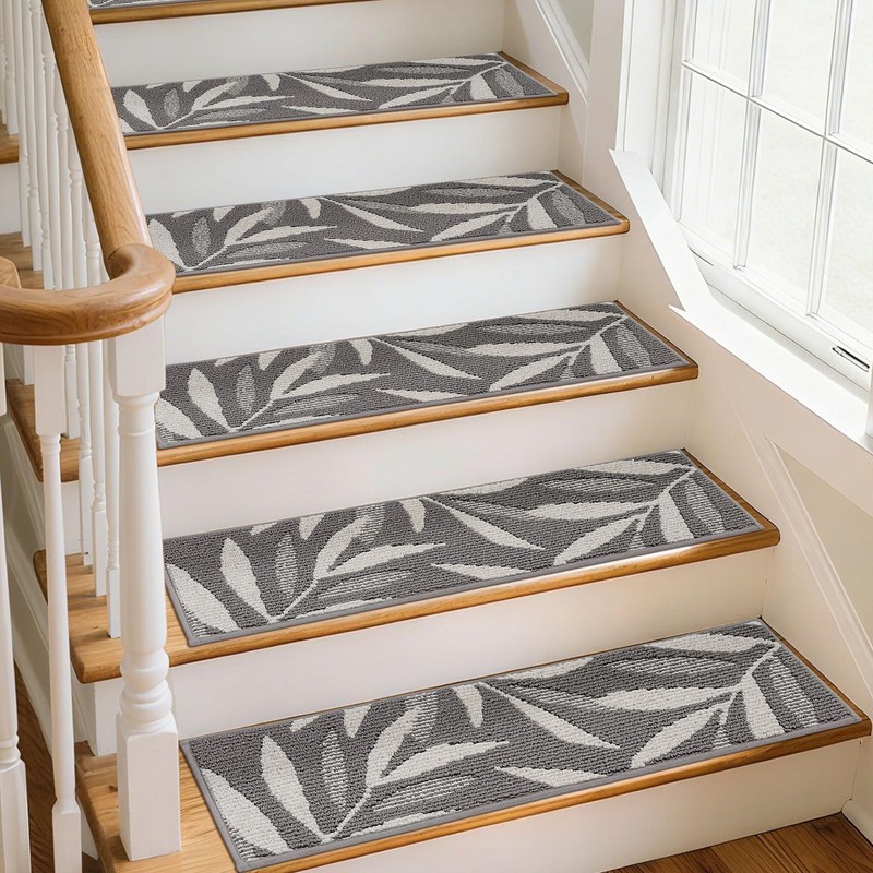 JSEI Stair Treads for Wooden Steps with 3D Leaf Pattern,