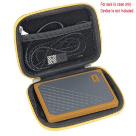 Hermitshell Hard Travel Case for WD 1TB 500GB My Passport Go Cobalt SSD Portable External Storage (Black + Yellow Zipper)