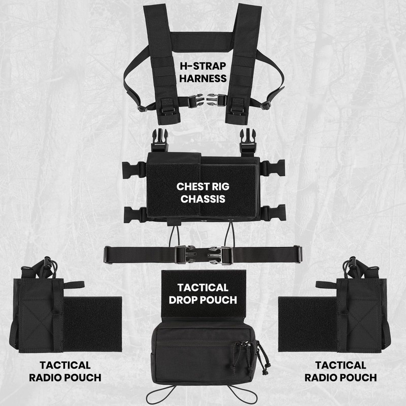 Tactical Chest Rig Chest Protector Paintball Vest, Molle Modular Micro