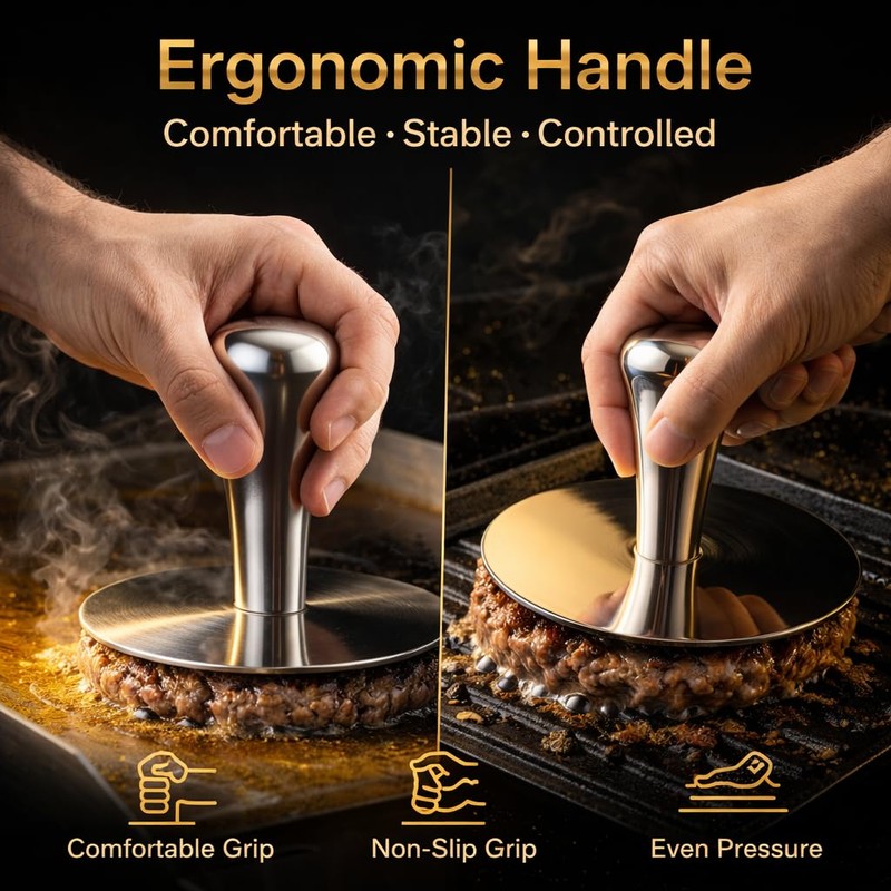 Wonderful Cuisine Premium Stainless Steel Smash Burger Press, Heavy Duty